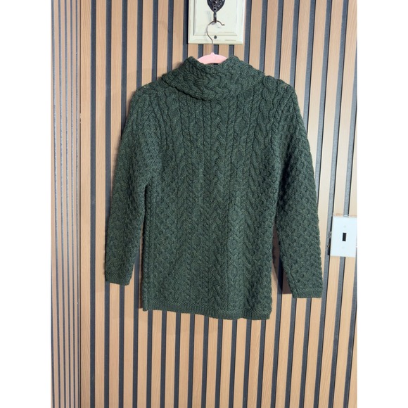 Aran Mór Ireland Green Cable Knit Wool Turtleneck Sweater Women's Size S - Picture 6 of 6